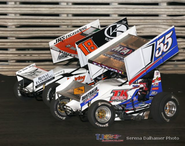 Ian Madsen (18) gets by Brooke Tatnell (55) on the start and never looks back - Serena Dalhamer photo