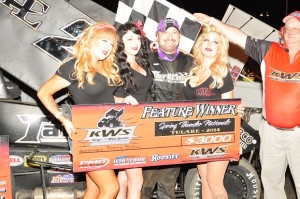 Tommy Tarlton in victory lane after winning at Thunderbowl Raceway. - Paul Trevino Photo