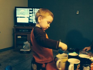 Easter Egg coloring taking place while the B-Main is on the screen.  Try that outside at the races! 