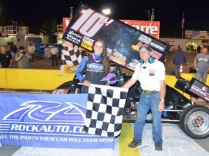 Morgan Turpen in victory lane at Southern National Motorsports Park. - USCS Photo