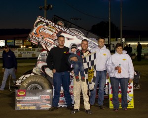 Brian Lay in victory lane at Fremont Speedway. - Christopher Gilbert  Photo