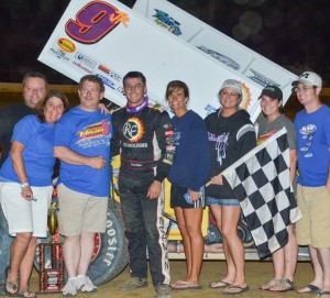 2013 USCS National Champion, Derek Hagar scored his third USCS Sprint Speedweek 2014 feature win in as many nights at Clayhill Motorsports on Monday. (Phil Bowden photo)