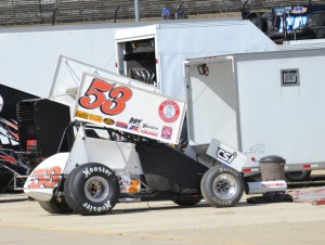 The Fox brothers car sits next to their trailer (not the raised roof one) Saturday at Eldora. - T.J. Buffenbarger Photo