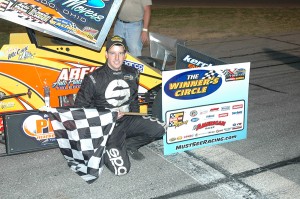  Jimmy McCune after his MSRXSS victory Saturday night at Auto City Speedway in Clio, MI. David Sink Photo