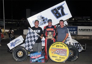 Clute, TX, racer Aaron Reutzel picked off his sixth overall feature win of the year by wiring the field in Sunday night's 30-lap NCRA vs. ASCS Sooner Region feature event at 81 Speedway in Wichita, KS.  (TWC Photo)