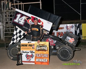 Dale Blaney in victory lane on Saturday night at Attica Raceway Park. - Mike Campbell Photo