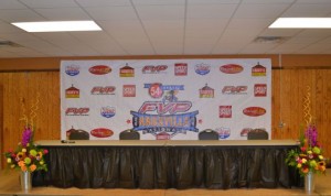 The press room stage prior to the press conference on Thursday. - Bob Buffenbarger Photo