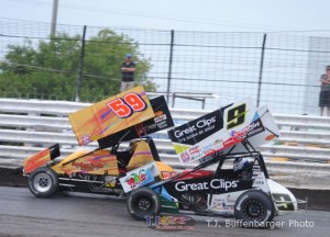 Tim Kaeding (#59) and Daryn Pittman (#9) racing for the lead during the Speed Sport World Challenge. - T.J. Buffenbarger Photo