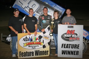 Shawn Dancer with his team in victory lane on Friday at Limaland Motorsports Park. - Image courtesy of Limaland