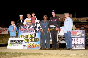 Scotty Weir with his team in victory lane on Saturday night at Waynesfield Raceway Park. - Jan Dunlap Photo