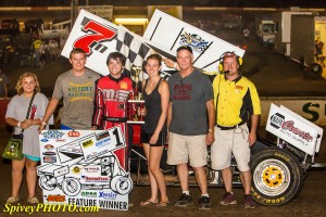 Chance Morton visits victory lane for the second time in 2014. - Mike Spivey Photo