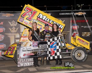 Joey Saldana in victory lane at Eldora Speedway. - Mike Campbell Photo