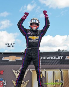 Bryan Clauson after winning the USAC Honda National Midget Car Series feature at Eldora Speedway. - Mike Campbell Photo