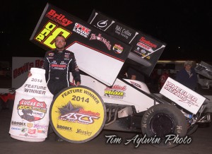 Tony Bruce, Jr. grabbed his third win of the season in Lucas Oil ASCS competition, topping the preliminary A-Feature at the Devil's Bowl Winter Nationals. (ASCS / Tim Aylwin)