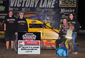 Tracy Hines with his team in victory lane at Canyon Speedway Park. - TWC Photo