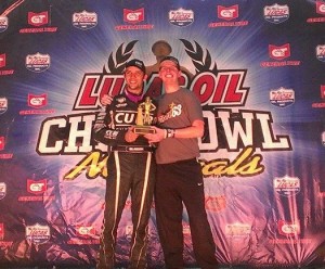 Bryan Clauson with Ben Hodgin following his victory during the Chili Bowl Nationals. - Image courtesy of BCR