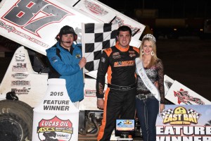 Aaron Reutzel picked up the opening night of the 2015 Lucas Oil ASCS National Tour with his first win at Florida's East Bay Raceway. (ASCS / Al Steinberg)