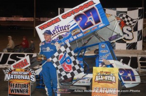 Greg Hodnett in victory lane at Volusia Speedway Park. - Alan Holland/hoseheads.com Photo