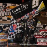 Daryn Pittman in victory lane following his victory in the opening night of World of Outlaws STP Sprint Car Series action at Volusia Speedway Park. (Alan Holland/Hoseheads.com Photo)