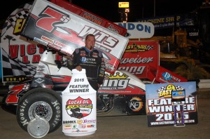 Jason Sides in victory lane following his victory on Friday night at East Bay Raceway Park. (Alan Holland/hoseheads.com Photo)