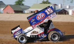 Donny Schatz at I-96 Speedway in 2014. - T.J. Buffenbarger Photo