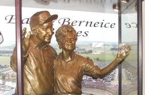 Earl and Berneice Baltes statue at Eldora Speedway. - T.J. Buffenbarger Photo