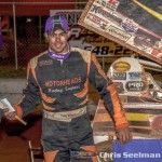 Danny Martin, Jr. in victory lane following Friday's USCS feature victory at Toccoa Speedway. (Chris Seelman Photo