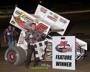 JR Stewart won the NRA Sprint Invader feature at Limaland Motorsports Park.  (Mike Campbell /  www.campbellphoto.com)