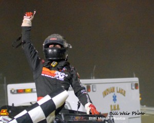 Kody Swanson following his victory at Waynesfield Raceway Park. (Bill Weir Photo)