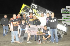 Terry McCarl and the TMAC Motorsports team in Victory Lane at Jackson (Rob Kocak Photo) 