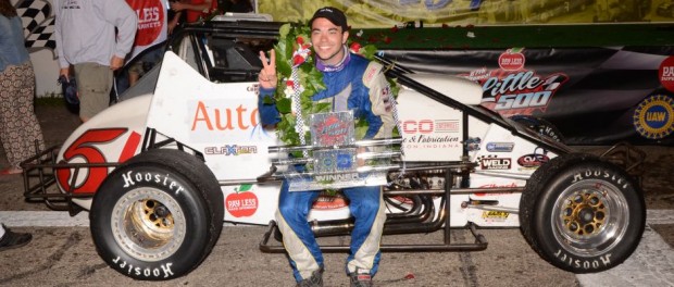 Chris Windom following his victory on Saturday at the Pay Less Little 500. (Bill Miller Photo)