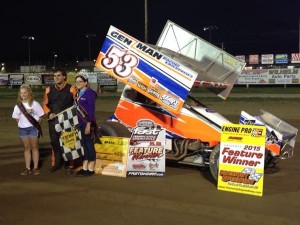 Cap Henry in victory lane at Fremont Speedway.  (Trail End Custom Photo)