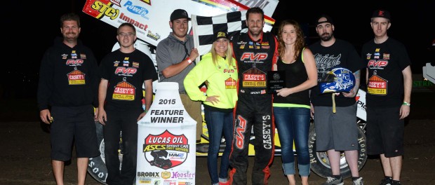 The team in Victory Lane at Belleville (Joe Orth/ASCS Photo)