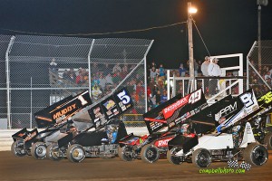 Parade lap at Attica Raceway Park for Ohio Sprint Speedweek.  (Mike Campbell Photo)