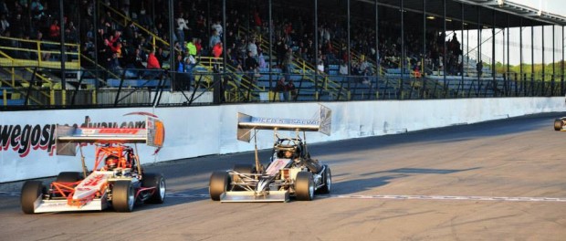 Mark Sammut edged Mike Lichty for the win in the first round of the Shea Concrete Steel Palace ISMA Super Series at Oswego Speedway.  Round two is scheduled for this Saturday at 6:30 p.m. (Bill Taylor)