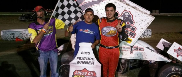 Aaron Reutzel was the class of the field Wednesday night at the Gillette Thunder Speedway, topping the Lucas Oil ASCS National Tour for the fifth time in 2015. (ASCS / Matt Ward Photo)