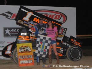 Dale Blaney in victory lane at Hartford Speedway. (T.J. Buffenbarger Photo)