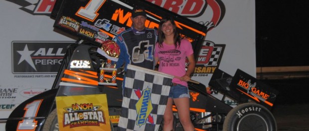 Dale Blaney in victory lane at Hartford Speedway. (T.J. Buffenbarger Photo)