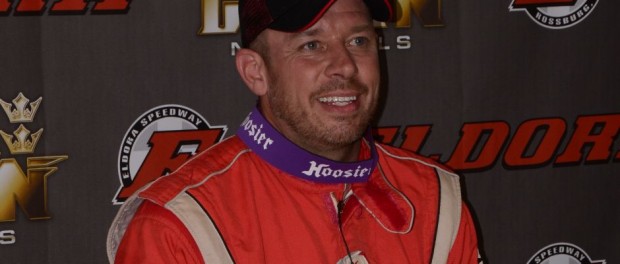 Greg WIlson in victory lane after winning the World of Outlaws portion of the 4-Crown Nationals. (Bill Miller Photo)