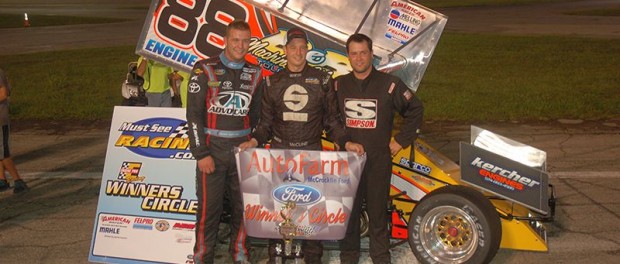 (l to r) second place Grant Galloway, winner Jimmy McCune, and third place finisher Ike Beasley. (David Sink Photo)