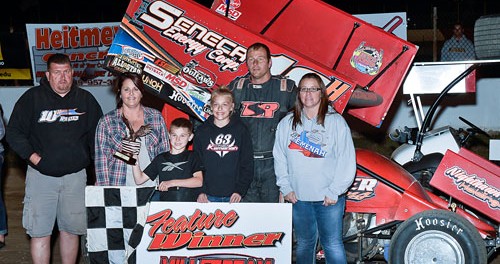 Chad Kemenah won the sprint car feature Sunday at Millstream Speedway. (Mike Campbell / Campbellphoto.com)