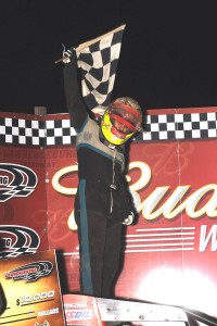Thomas Meseraull of San Jose, California won Saturday night's "Fall Nationals" USAC AMSOIL National Sprint Car feature at Lawrenceburg (Ind.) Speedway. (David Nearpass Photo)