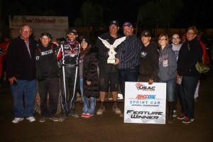 Bryan Clauson with his team following their victory at the Oval Nationals. (Image courtesy of USAC)