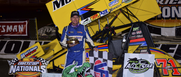 Dave Blaney in Arctic Cat All Star DIRTcar Nationals victory lane. (Chris Seelman Photo) 