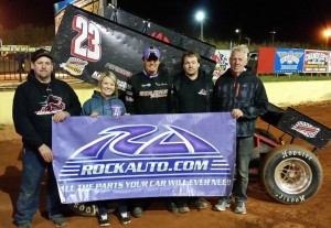 Trey Starks with his team in victory lane. (Image courtesy of USCS)