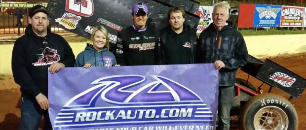 Trey Starks with his team in victory lane. (Image courtesy of USCS)