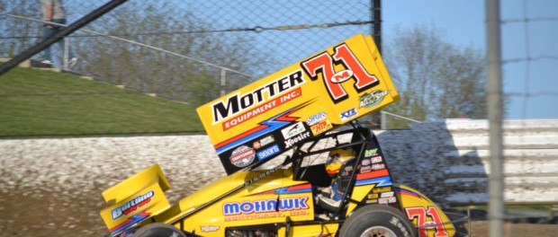 Dave Blaney during hot laps at Eldora Speedway. (Bob Buffenbarger Photo)