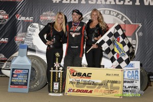 Chad Boespflug in victory lane at Eldora Speedway. (Mike Campbell Photo)