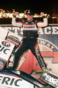 Kerry Madsen in victory lane at Eldora Speedway. (Mike Campbell Photo)