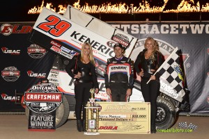 Kerry Madsen in victory lane at Eldora Speedway. (Mike Campbell Photo)